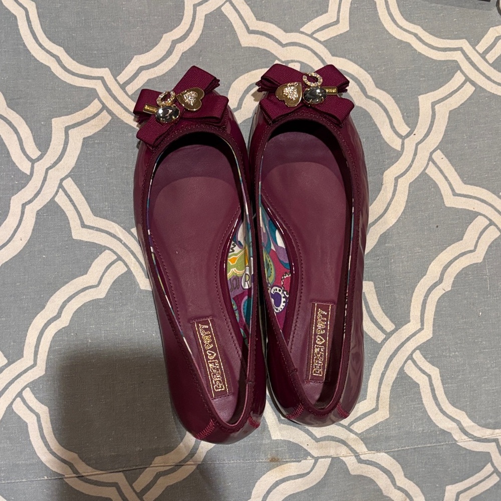 Coach Magenta patent flats with Bow and Heart Charm